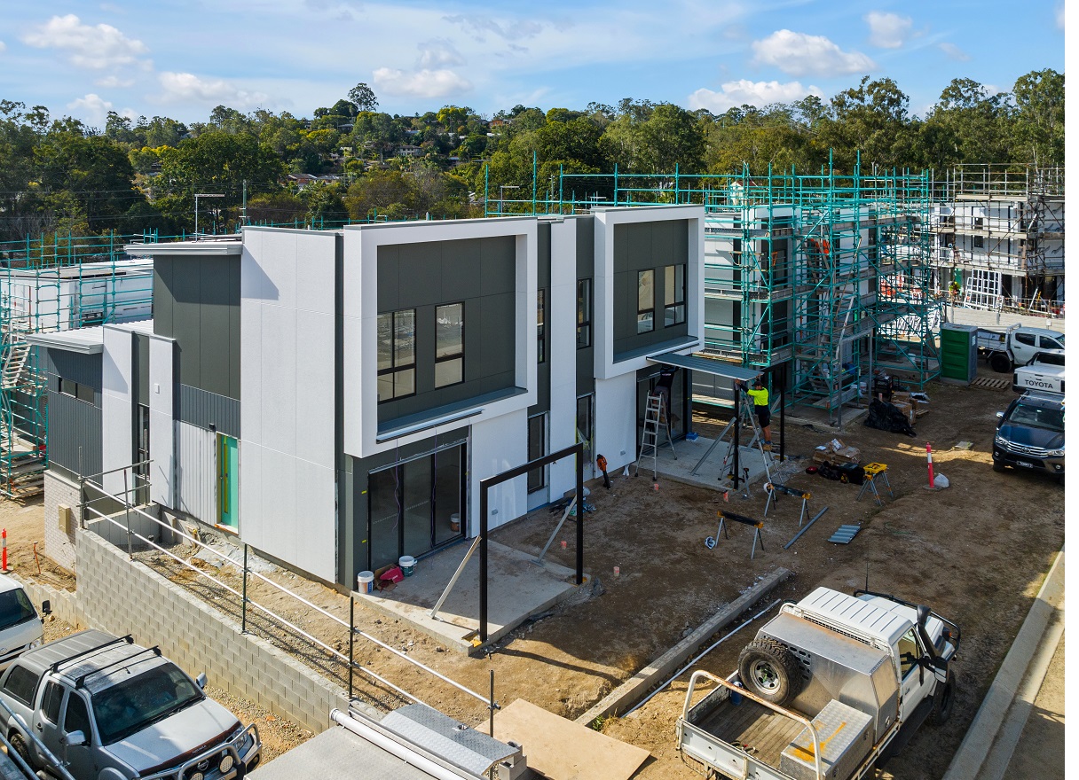 Newly built townhouses under construction in Kenmore.